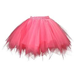 Karneval Tüllrock Damen Kurz Rock Hohe Taille Tutu Rock Orange Tüllrock Petticoat 50er Puffy Tütü Minirock Reifrock Unterrock Tüll Underskirt von NAJZYBA