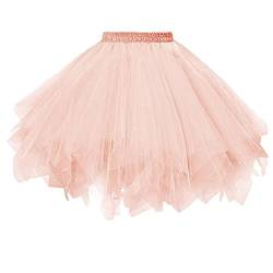 Karneval Tüllrock Damen Kurz Rock Hohe Taille Tutu Rock Orange Tüllrock Petticoat 50er Puffy Tütü Minirock Reifrock Unterrock Tüll Underskirt von NAJZYBA