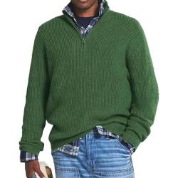 NAKEAH Herren-Kaschmir-Business-Casual-Reißverschlusspullover, Herren-Pullover mit Lockerem Reißverschluss und Stehkragen, Pullover mit 1/4-Reißverschluss (3X-Large,Green) von NAKEAH