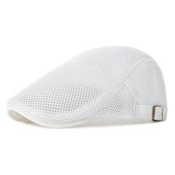 NALITARE Herren Schirmmütze Einstellbar Sommer Kappe Hut Schiebermütze Flatcap (White) von NALITARE