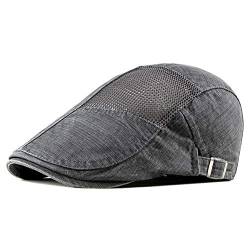 NALITARE Newsboy Baskenmütze Ivy Cap Cabbie Flat Cap Verstellbare Herren Atmungsaktives Mesh Sommerhut Gr. Einheitsgröße, Style2-grau von NALITARE