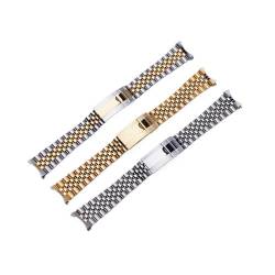 19 mm gebogenes Ende, solide Schraubglieder, Uhrenarmband, Jubilee-Armband, passend for Seiko 5 SNXS73 75 7SNXS80 SNXS81 SNXF05 SNXG47 (Color : Gold, Size : 19mm) von NALoRa