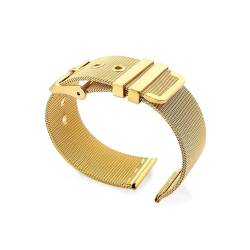 NALoRa 18 mm 20 mm 22 mm 24 mm Metallarmband 0,4 mm Mesh-Armband Edelstahlarmband Dornschließe Milanaise-Uhrenarmband Passend for Omega Seamaster (Color : Gold, Size : 18mm) von NALoRa