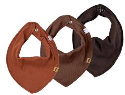 NAME IT 3er Set UNI Baby Dreieckstücher Halstuch Lätzchen 3 Stück (All Brown) von NAME IT