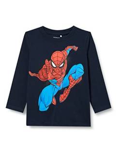 NAME IT Baby Boys NMMOKTAV Spiderman LS TOP MAR Langarmshirt, Dark Sapphire, 86 von NAME IT