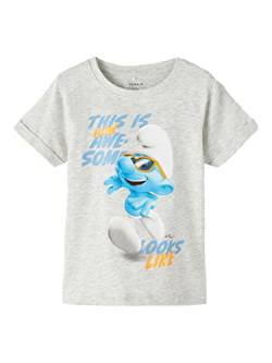 NAME IT Baby-Jungen NMMANT Smurf SS TOP Box VDE T-Shirt, Light Grey Melange, 104 von NAME IT