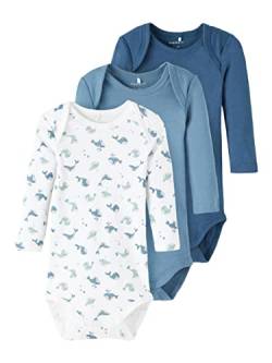 NAME IT Baby - Jungen Nbmbody 3p Majolica Blue Whale Noos Schlafanzug, Majolica Blue, 68 EU von NAME IT