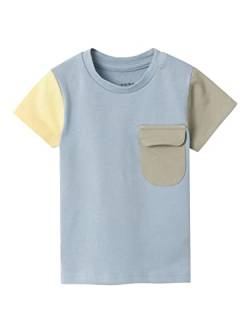 NAME IT Baby - Jungen Nbmhon Top T-Shirt, Dusty Blue, 68 EU von NAME IT