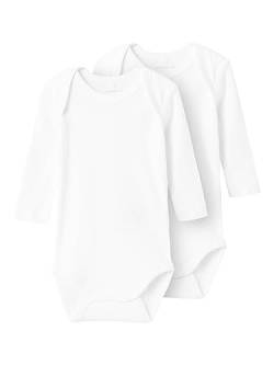 NAME IT Baby-Mädchen NBFBODY 2P LS NEEDLEDROP NOOS Body, Bright White, 62 von NAME IT