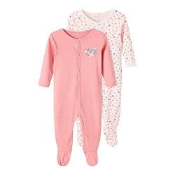 NAME IT Baby - Mädchen Nbfnightsuit 2p W/F Rosette Flower Noos Schlafanzug, Rosa, 74 EU von NAME IT