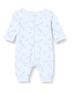 NAME IT Baby - Mädchen Nbfnightsuit Zip Halogen Flower Noos, Halogen Blue, 92 von NAME IT