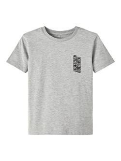NAME IT Boy's NKMBOBIAS SS Loose TOP Kurzärmeliges Shirt, Grey Melange, 116 von NAME IT