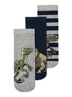 NAME IT Boy's NMMNEPTUN Jurassic 3PK NOOS VDE Socken, Dark Sapphire/Pack:3P Dark Sapp+Grey Mel+Striped, 22/24 von NAME IT