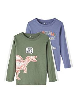 NAME IT Boy's NMMTRULLE LS TOP PB 2P Langarm Shirt, Wild Wind/Pack:W Duck Green, 92 von NAME IT