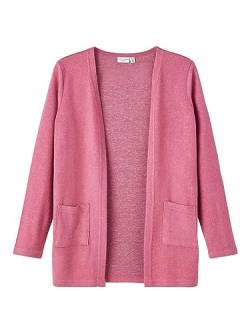 NAME IT Girl's NKFVICTI LS Knit Card L NOOS Strickjacke, Rose Wine, 116 von NAME IT