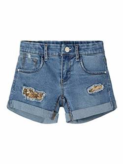 NAME IT Mädchen Jeans Shorts mit Pailletten Detail Medium Blue Denim 116 von NAME IT