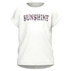 NAME IT Mädchen NKFFAMMA SS TOP NOOS T-Shirt, Bright White/Print:Sunshine Text, 158/164 cm von NAME IT