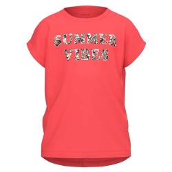 NAME IT Mädchen NKFFAMMA SS TOP NOOS T-Shirt, Fiery Coral, 122/128 cm von NAME IT