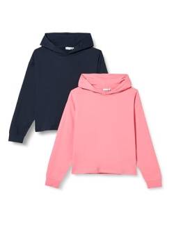 NAME IT Mädchen NKFVANITA 2P LS Short Boxy Sweat WH R Kapuzenpullover, Dark Sapphire/Pack:Confetti, 146/152 cm von NAME IT