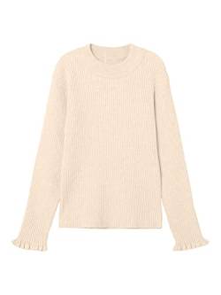 NAME IT Mädchen NKFVIANNA LS Slim Knit N Strickpullover, Buttercream, 128 cm von NAME IT