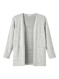 NAME IT Mädchen NKFVICTI LS Knit Card L NOOS Strickjacke, Grey Melange, 110 von NAME IT