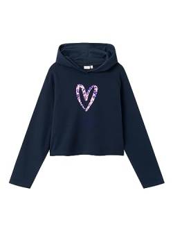 NAME IT Mädchen Nkfviala Ls Short Boxy Sweat Wh Bru N1, Dark Sapphire, 122 von NAME IT