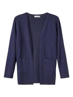 NAME IT Mädchen Nkfvicti Ls strik kort L Noos Strickjacke, Dark Sapphire, 116 EU von NAME IT