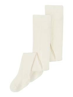 NAME IT Unisex Baby NKNPANTYHOSE Rib 2P NOOS Strumpfhose, Undurchsichtige, White Alyssum, 74/80 von NAME IT