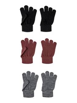 NAME IT Unisex Kinder NKNMAGIC Gloves 3P NOOS Handschuhe, Nocturne/Pack:3 Pack with Grey Mel/Black, 6 (3er von NAME IT
