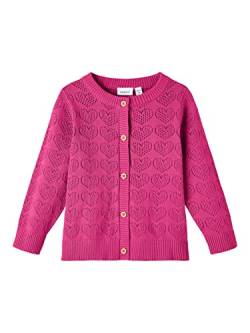 name it Girl's NMFDESOLLE LS Knit Card Strickjacke, Pink Yarrow, 92 von NAME IT