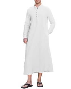 NANAMEEI Kaftan Herren Lang Arabisch Abaya Herren Gebetskleidung Für Männer Islam Mittlerer Osten-Kaftan Für Herren weiß XL von NANAMEEI