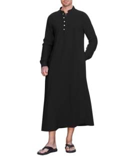 NANAMEEI Kaftan Herren Muslim Kaftan Herren Thobe Für Männer Mittlerer Osten-Kaftan Für Herren Schwarz M von NANAMEEI