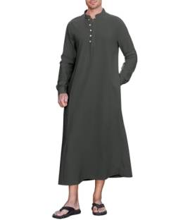 NANAMEEI Kaftan Männer Arabische Kaftan Herren Thobe Für Männer Thobe Für Männer Muslim Thobe Dunkelgrau 3XL von NANAMEEI