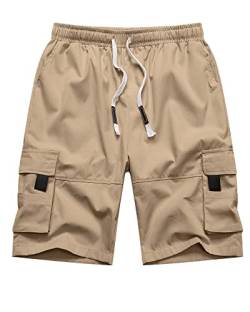 NANAMEEI Kurze Cargohose Herren Stretch Kurze Hose Sommer Herren Leicht Herren Bermuda Shorts Slim Fit 3XL Khaki 3XL von NANAMEEI