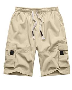 NANAMEEI Kurze Hosen Herren Cargo Cargoshorts Herren Stretch Sommer Shorts Herren Leicht Herren-Shorts Cargo Slim Fit Beige M von NANAMEEI