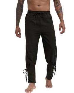 NANAMEEI Vintage Wikinger Trousers Herren Kostüm Schnürhose Herren Steampunk Freizeithose Herren Wikinger Hose Herren Schwarz XL von NANAMEEI