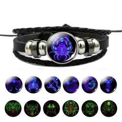 NANDEZ Zodiac Sign Spirit Bracelet, 12 Sternbild-Armbänder, im Dunkeln leuchtendes Armband, verstellbares Lederarmband für Männer und Frauen, Christmas gifts, Paare, Geburtstagsgeschenke. (Cancer) von NANDEZ