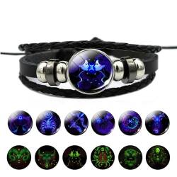 NANDEZ Zodiac Sign Spirit Bracelet, 12 Sternbild-Armbänder, im Dunkeln leuchtendes Armband, verstellbares Lederarmband für Männer und Frauen, Christmas gifts, Paare, Geburtstagsgeschenke. (Gemini) von NANDEZ