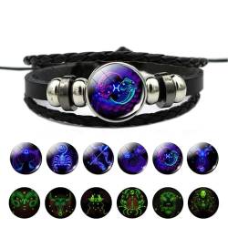 NANDEZ Zodiac Sign Spirit Bracelet, 12 Sternbild-Armbänder, im Dunkeln leuchtendes Armband, verstellbares Lederarmband für Männer und Frauen, Christmas gifts, Paare, Geburtstagsgeschenke. (Pisces) von NANDEZ