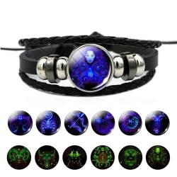 NANDEZ Zodiac Sign Spirit Bracelet, 12 Sternbild-Armbänder, im Dunkeln leuchtendes Armband, verstellbares Lederarmband für Männer und Frauen, Christmas gifts, Paare, Geburtstagsgeschenke. (Virgo) von NANDEZ