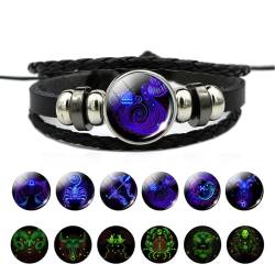 NANDEZ Zodiac Sign Spirit Bracelet, 12 Sternbild-Armbänder, im Dunkeln leuchtendes Armband, verstellbares Lederarmband für Männer und Frauen, Christmas gifts, Paare, Geburtstagsgeschenke. (Aquarius) von NANDEZ