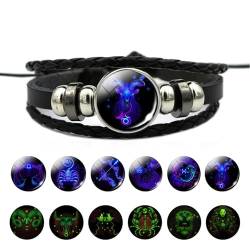 NANDEZ Zodiac Sign Spirit Bracelet, 12 Sternbild-Armbänder, im Dunkeln leuchtendes Armband, verstellbares Lederarmband für Männer und Frauen, Christmas gifts, Paare, Geburtstagsgeschenke. (Capricorn) von NANDEZ