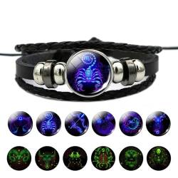 NANDEZ Zodiac Sign Spirit Bracelet, 12 Sternbild-Armbänder, im Dunkeln leuchtendes Armband, verstellbares Lederarmband für Männer und Frauen, Christmas gifts, Paare, Geburtstagsgeschenke. (Scorpio) von NANDEZ