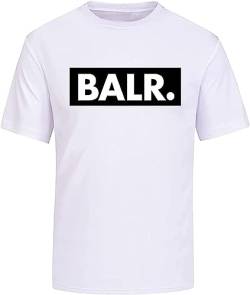 Balr Fan T-T-Shirts Hemden Tee Mens Basic Short Sleeve Cotton Casual T-T-Shirts Hemden White Tee T-Shirts Hemden(Large) von NANZU