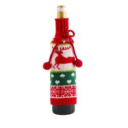 NANZU 24 * 11CM 3PCS Gestrickte Weihnachten Schneemann Wein Flasche Abdeckung Weihnachten Wein Flasche Abdeckung Taschen Kordelzug von NANZU