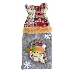 NANZU 28 * 13cm 2PCS Leinen Plaid Weihnachten Dekorative Santa Wein Flasche Abdeckung Weihnachten Wein Flasche Abdeckung Taschen Kordelzug von NANZU