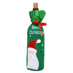 NANZU 30 * 12CM 3PCS Rot Grün Weihnachten Dekorative Santa Wein Flasche Abdeckung Weihnachten Wein Flasche Abdeckung Taschen Kordelzug von NANZU