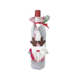 NANZU 30 * 12cm Grau Weihnachten Dekorative Rotwein Flasche Abdeckung Weihnachten Wein Flasche Abdeckung Taschen Kordelzug Tasche von NANZU