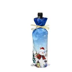 NANZU 30 * 13 cm 3 stücke Cartoon Druck Santa Weihnachten Wein Flasche Abdeckung Taschen Weihnachten Wein Flasche Abdeckung Topper Kordelzug Tasche von NANZU