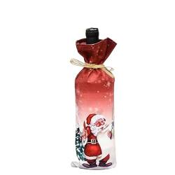 NANZU 30 * 13 cm 3 stücke Cartoon Druck Santa Weihnachten Wein Flasche Abdeckung Taschen Weihnachten Wein Flasche Abdeckung Topper Kordelzug Tasche von NANZU